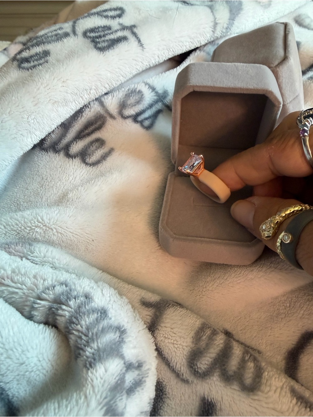 Rose Gold Solitaire Ring with Clear Stone - Women Jewelry